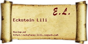 Eckstein Lili névjegykártya